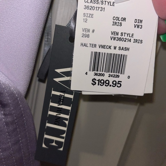 Vera Wang bridesmaid halter v-neck with sash dress (iris) - Picture 2 of 3